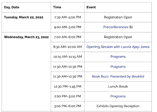 PLA schedule 