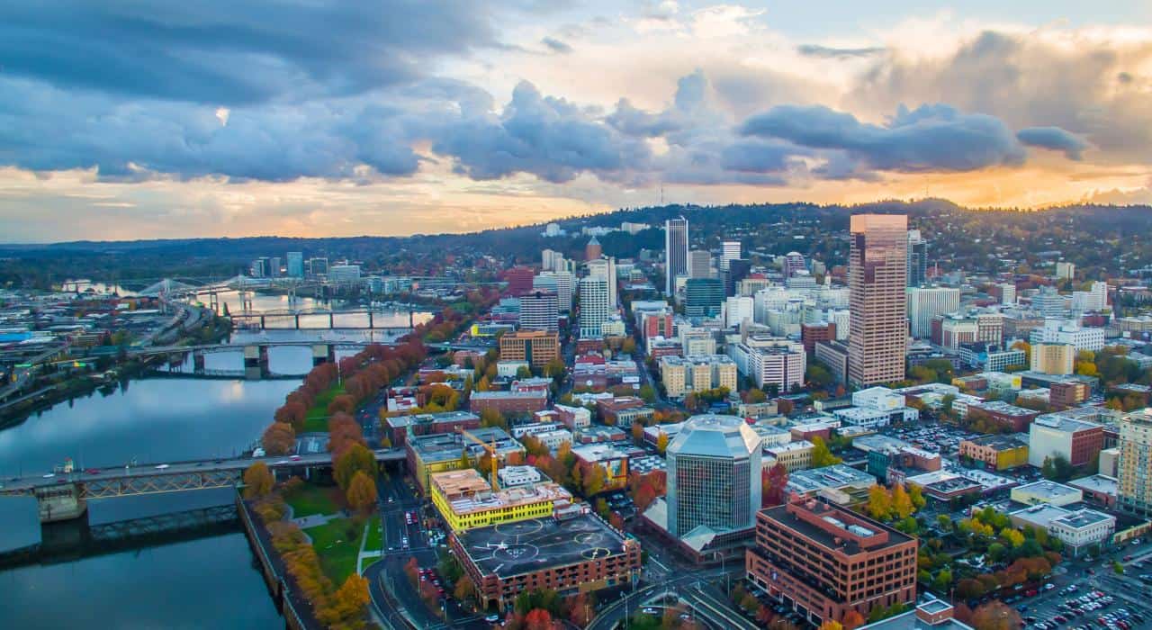 arial view of Portland Oregon